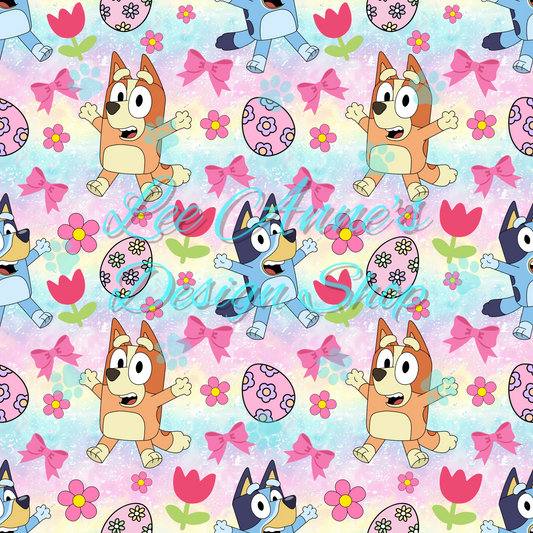 Blue Dog Easter Seamless
