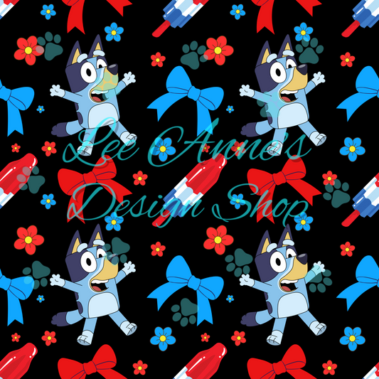 Blue dog Fourth July Seamless