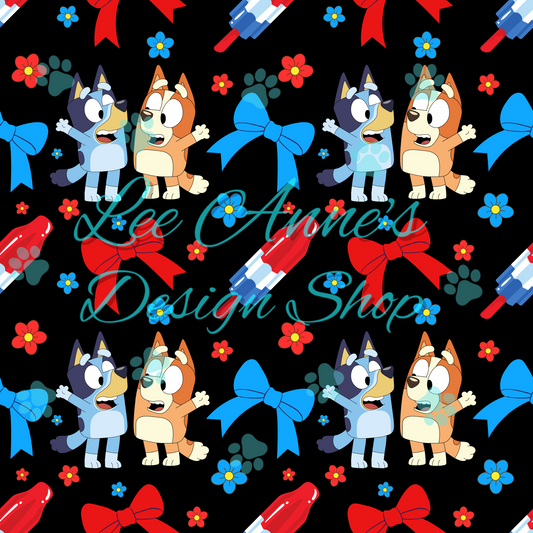 Blue dog Fourth July Seamless
