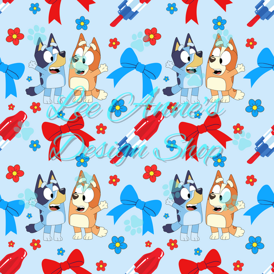 Blue dog Fourth July Seamless