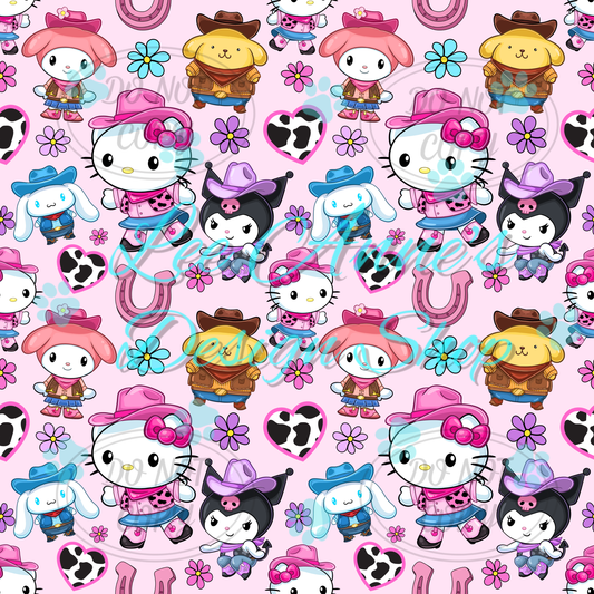 Kitty Friends Western Seamless