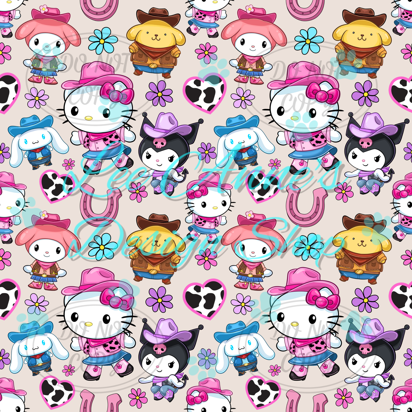 Kitty Friends Western Seamless