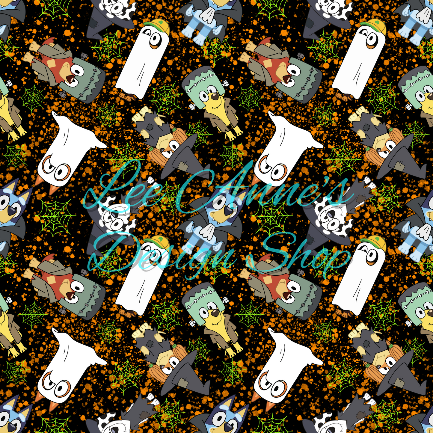Blue dog Halloween Seamless