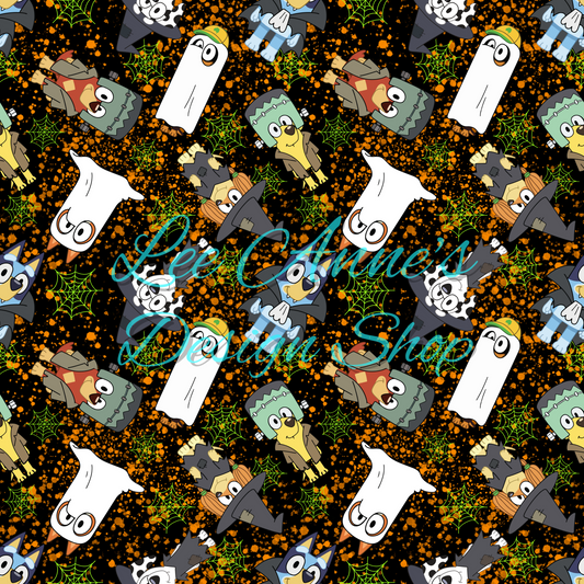Blue dog Halloween Seamless