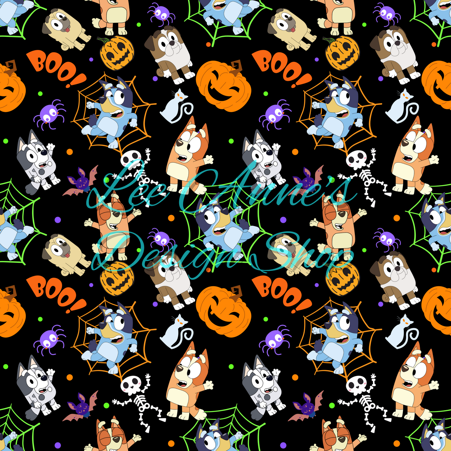 Blue dog Halloween Seamless