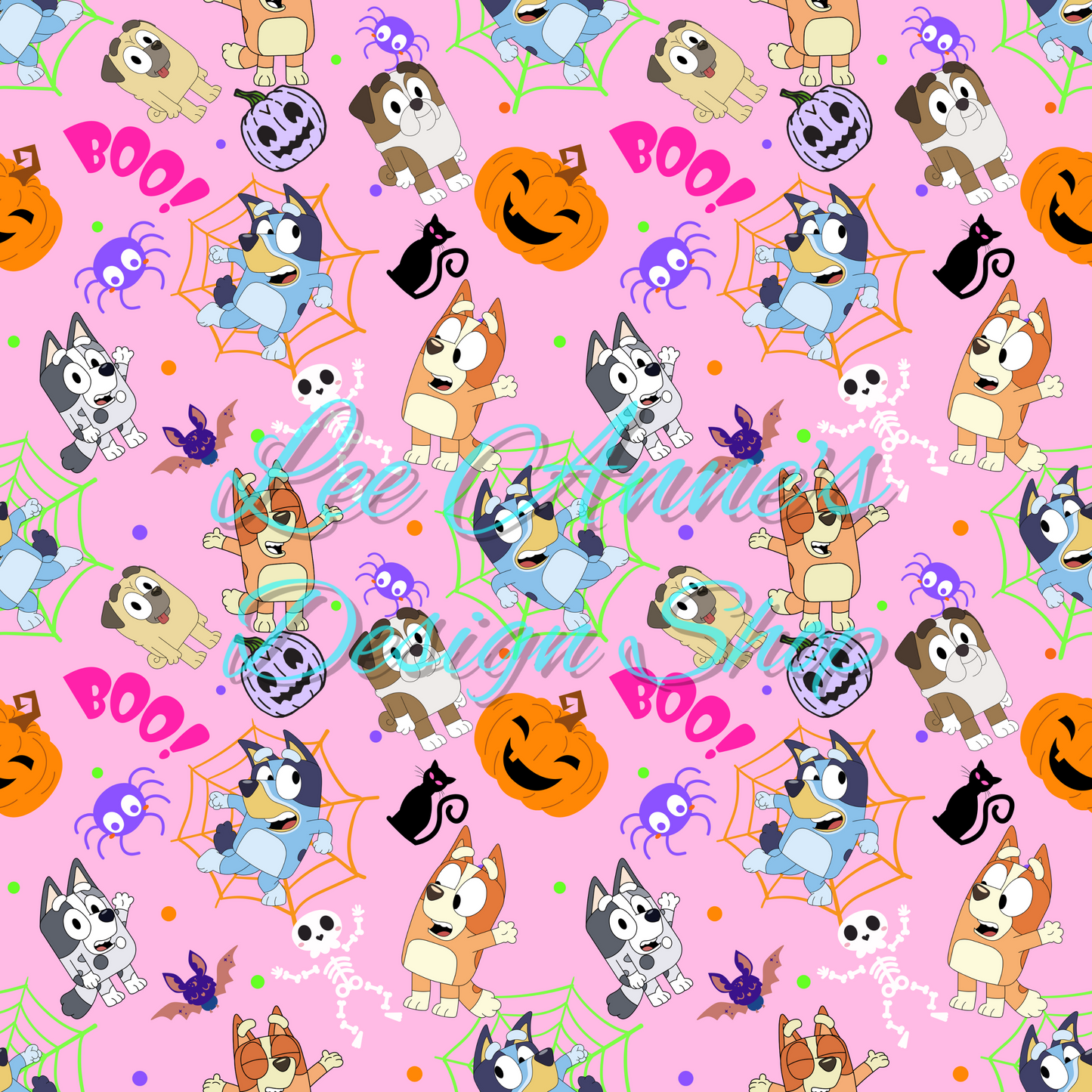 Blue dog Halloween Seamless