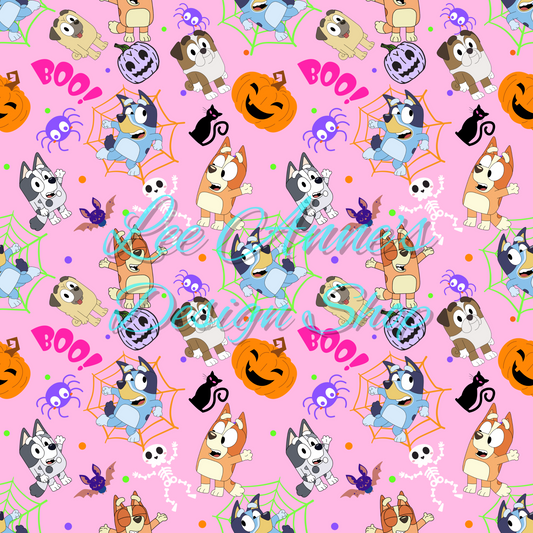 Blue dog Halloween Seamless