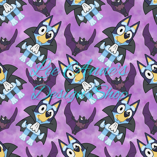 Blue dog Halloween Seamless
