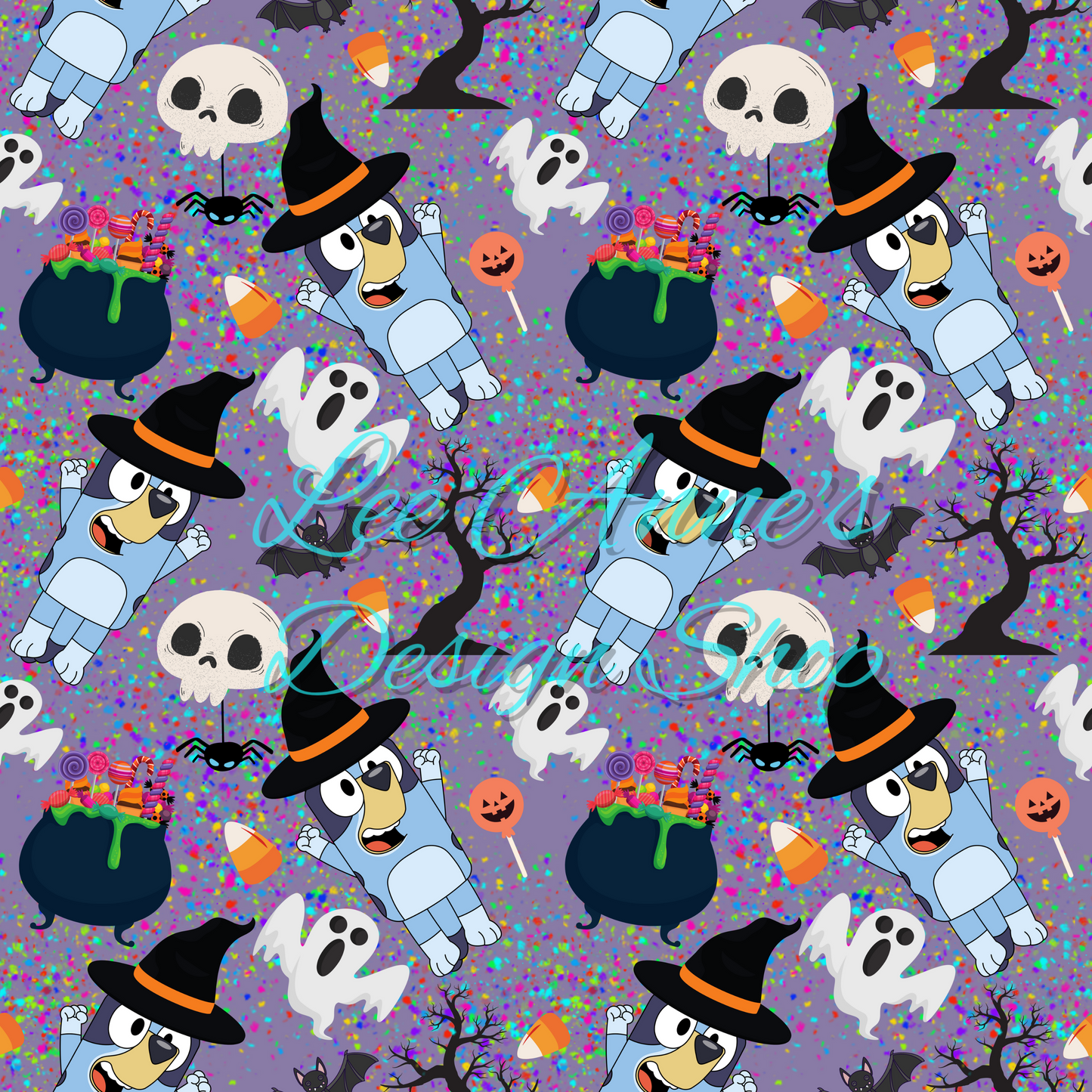 Blue dog Halloween Seamless