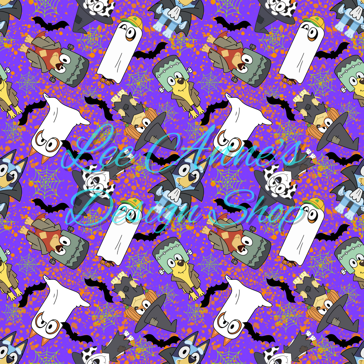 Blue dog Halloween Seamless