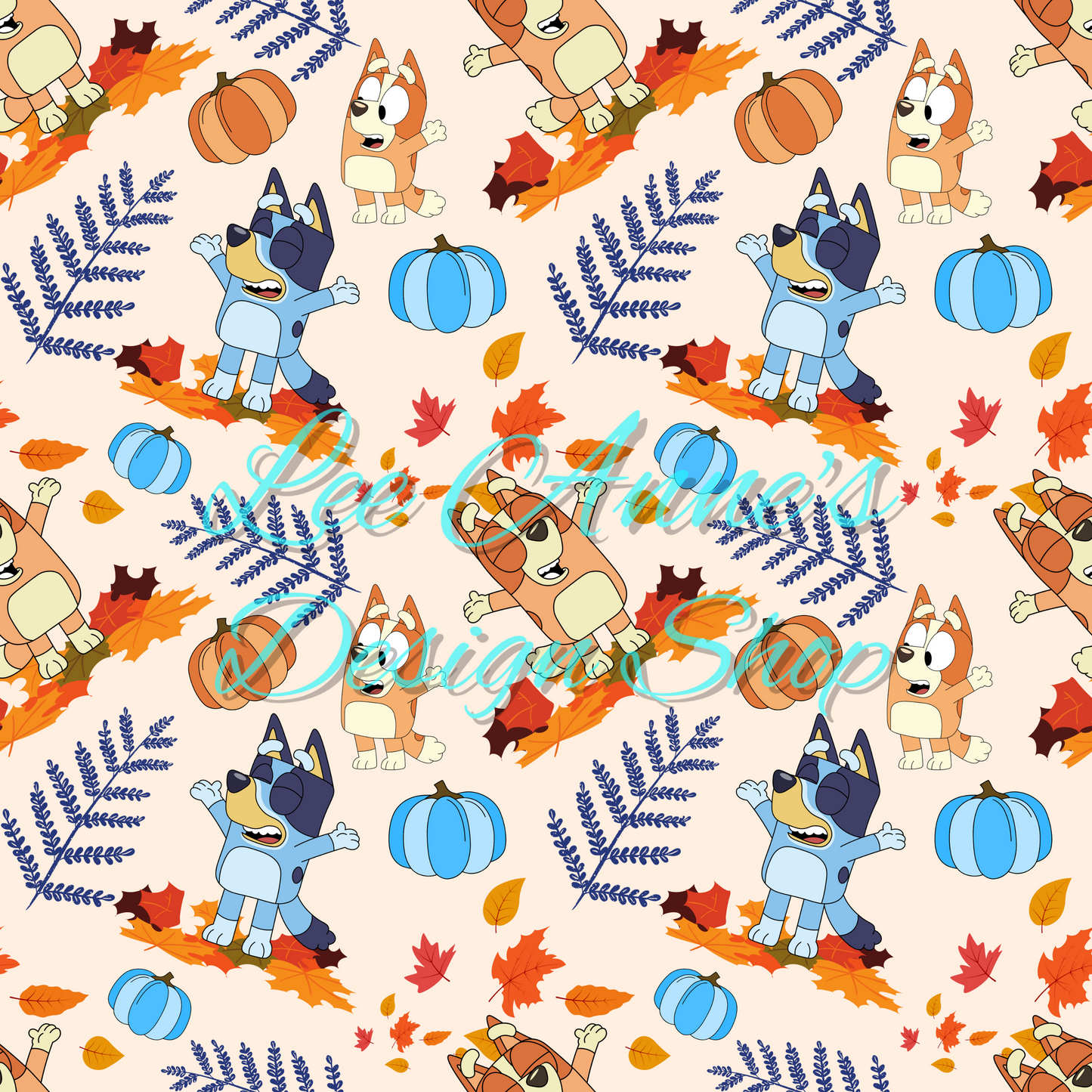 Blue dog Fall Seamless