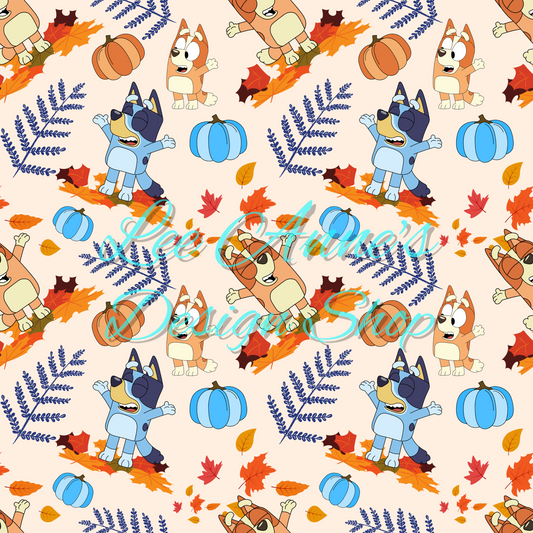 Blue dog Fall Seamless