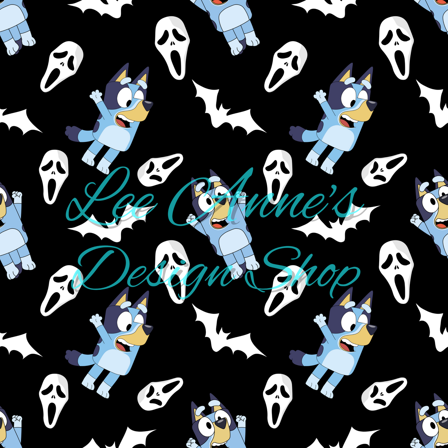 Blue dog Halloween Seamless