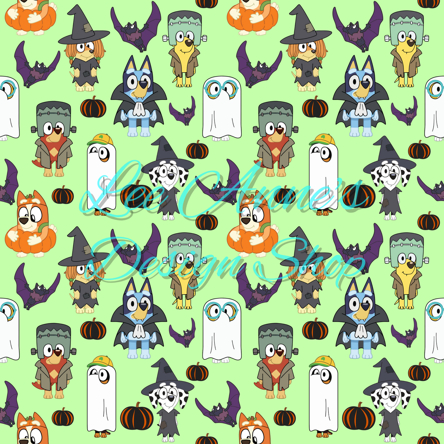 Blue dog Halloween Seamless