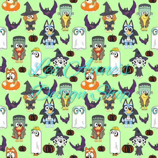 Blue dog Halloween Seamless