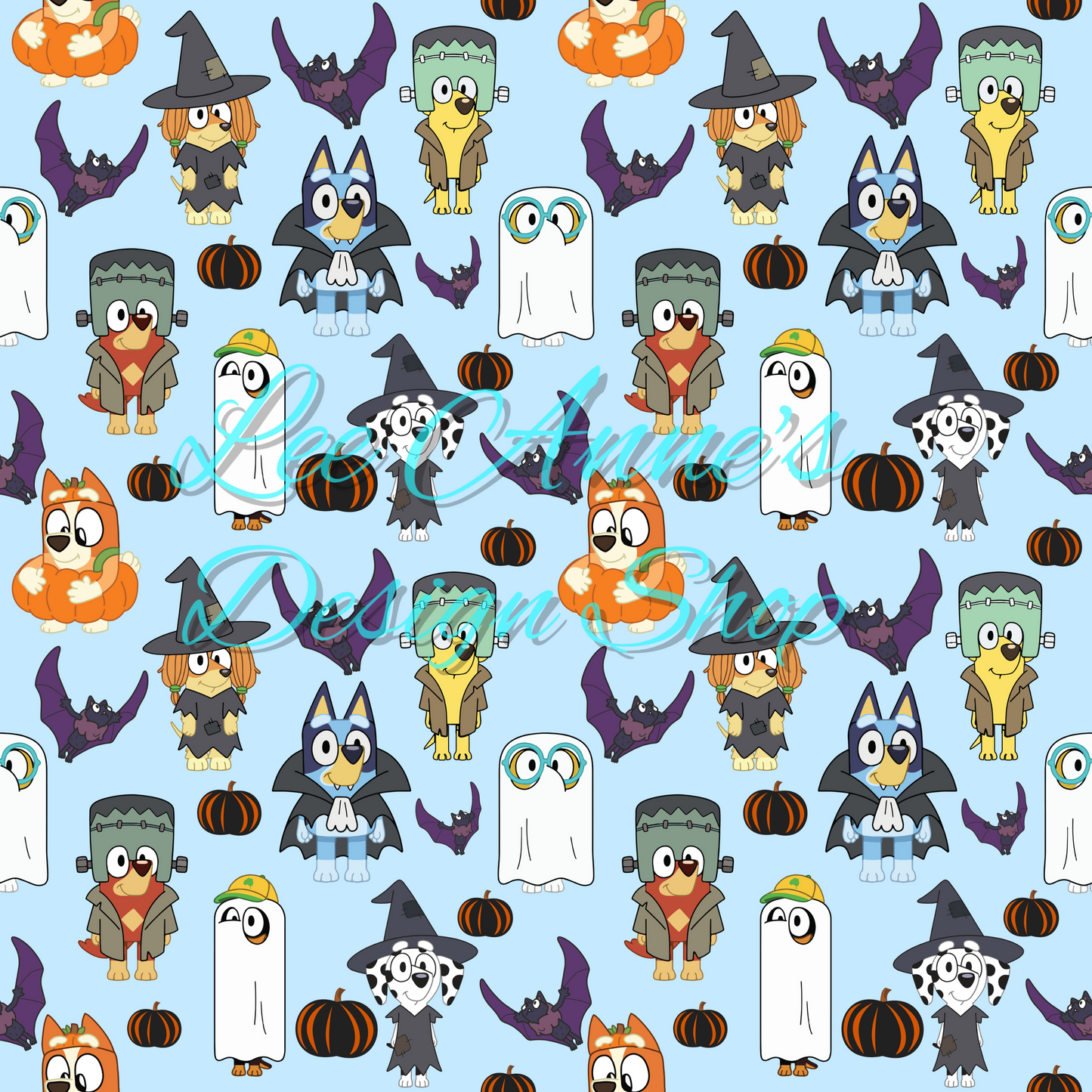 Blue dog Halloween Seamless