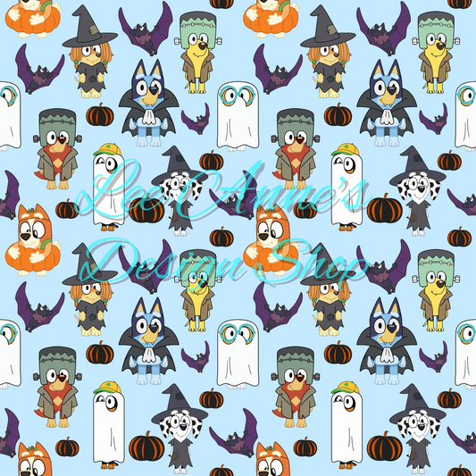 Blue dog Halloween Seamless