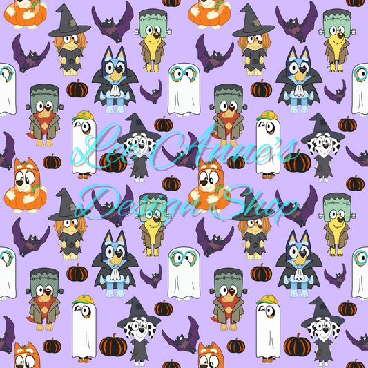 Blue dog Halloween Seamless