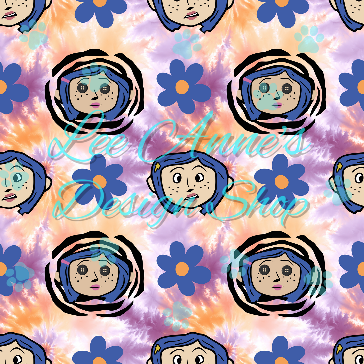 Button eye girl Seamless