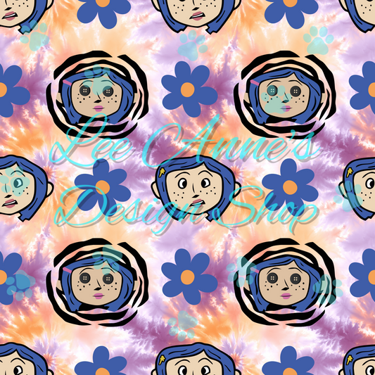 Button eye girl Seamless
