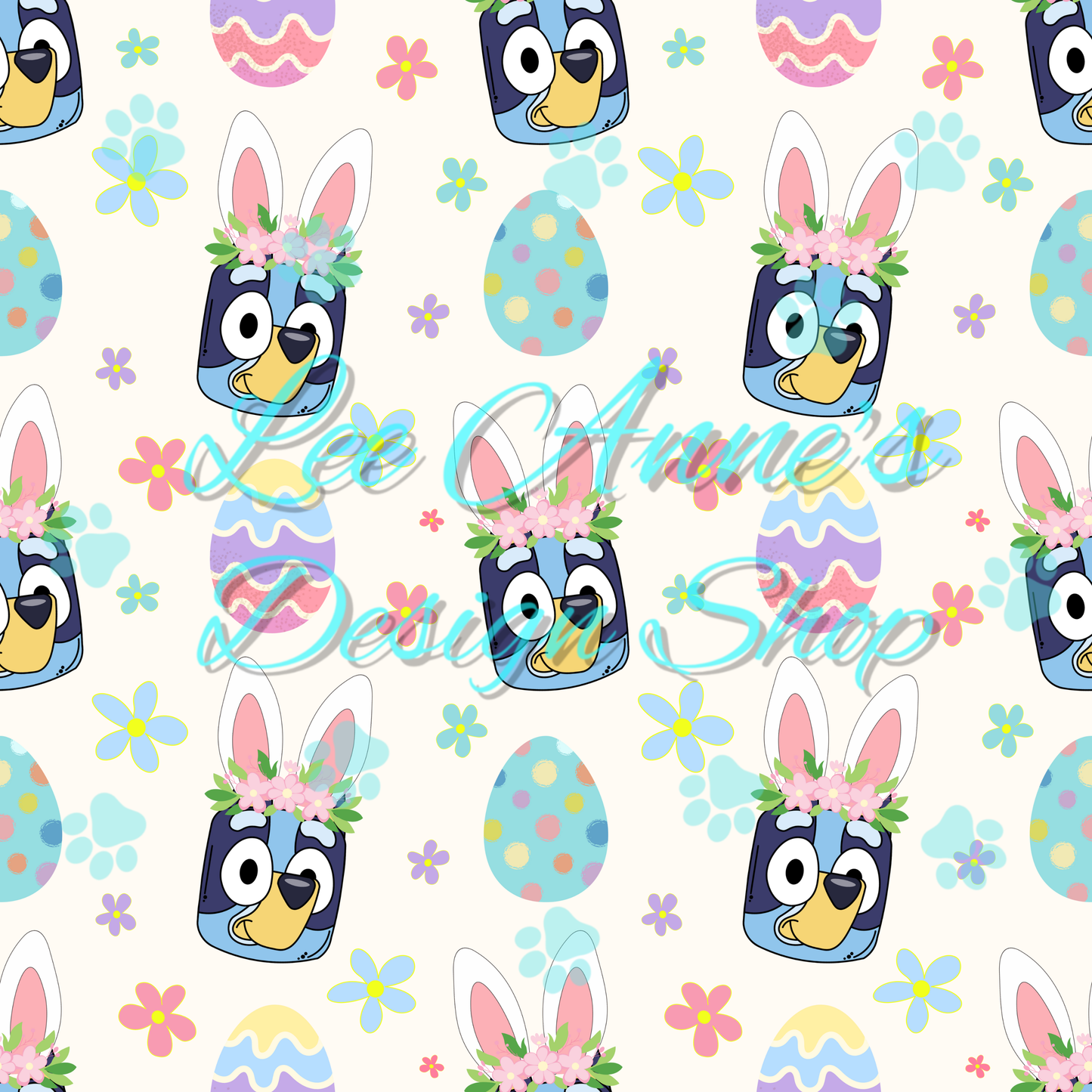 Blue Dog Easter Seamless