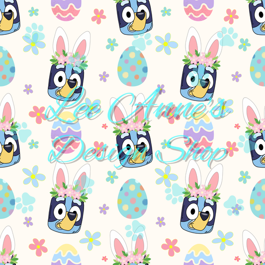 Blue Dog Easter Seamless