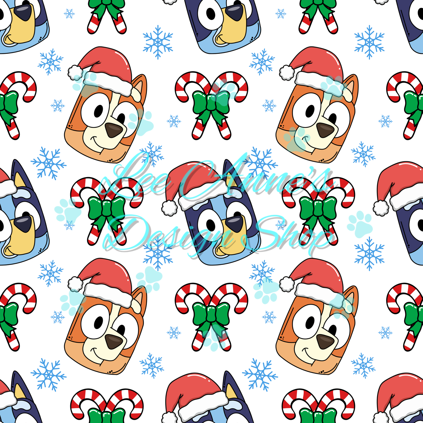 Blue dog Christmas Seamless