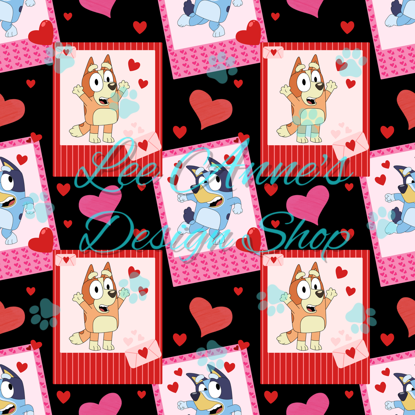 Blue Dog Valentines Seamless