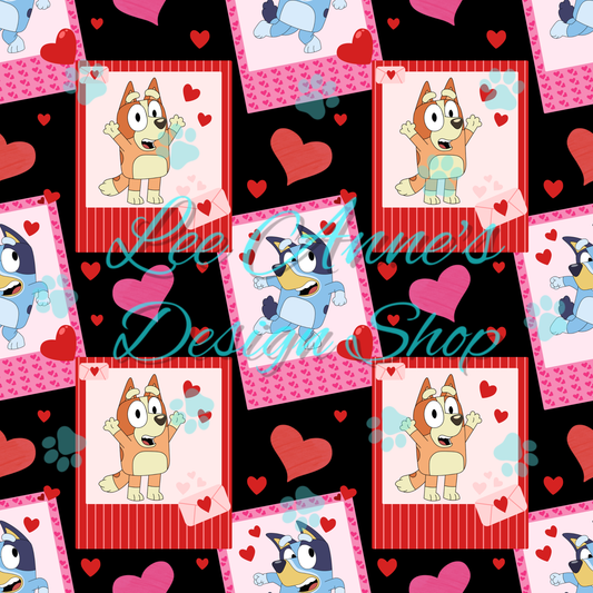 Blue Dog Valentines Seamless