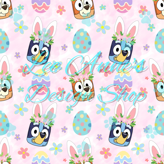 Blue Dog Easter Seamless