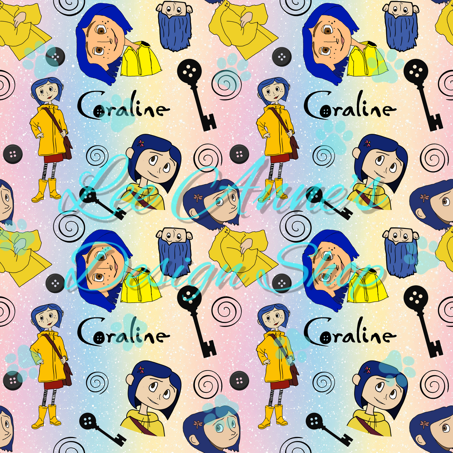 Button eye girl Seamless