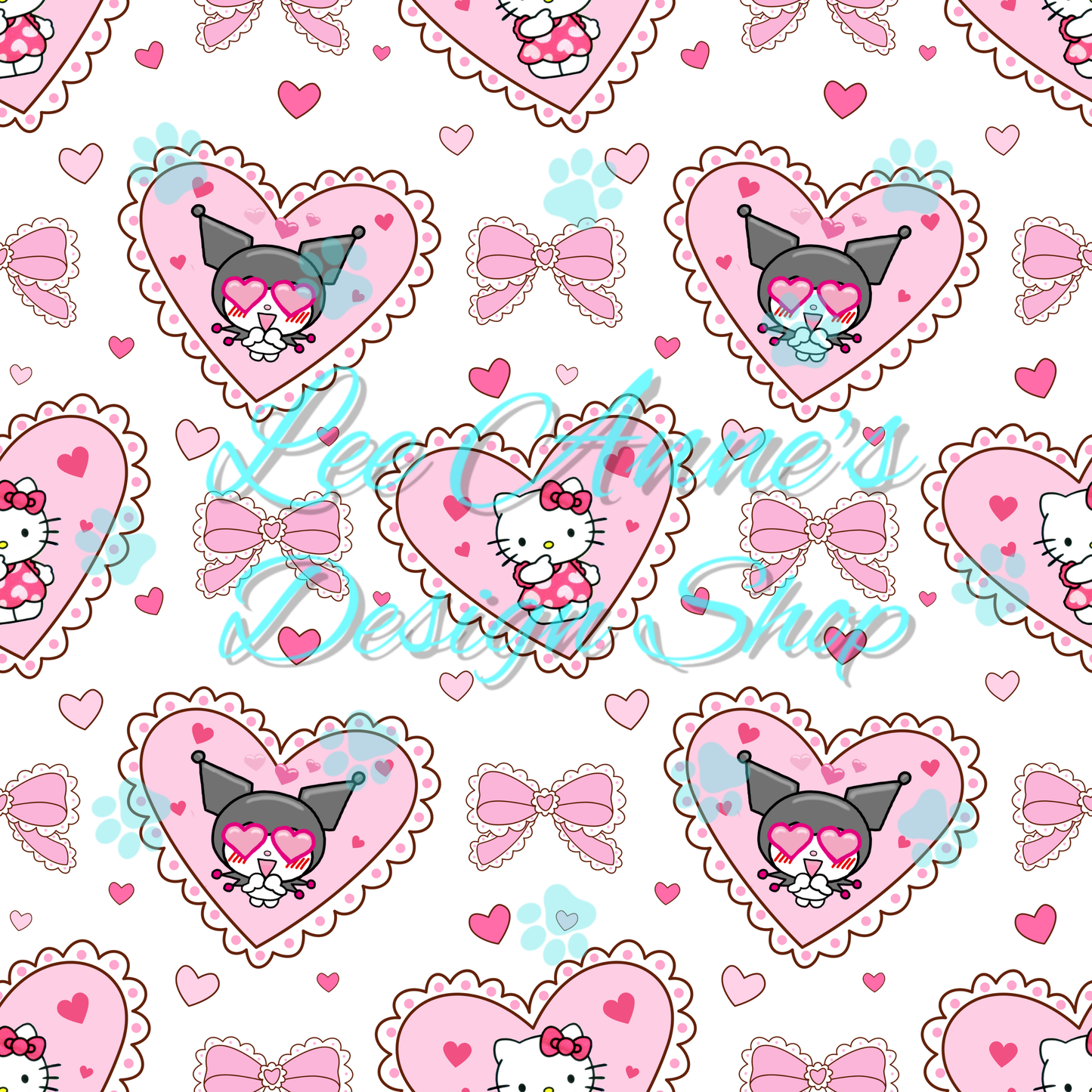 Kitty Friends Valentines Seamless