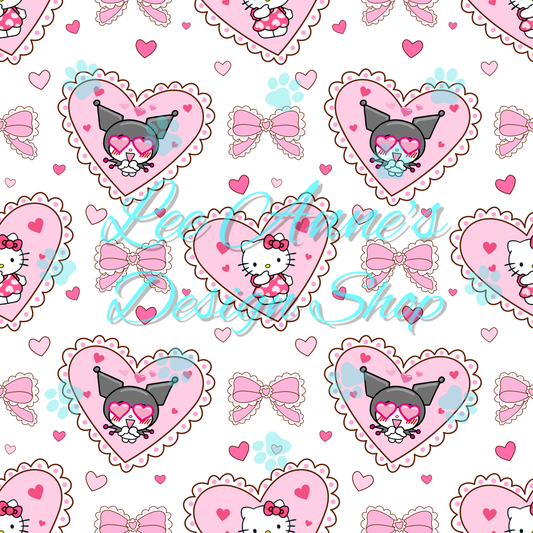 Kitty Friends Valentines Seamless