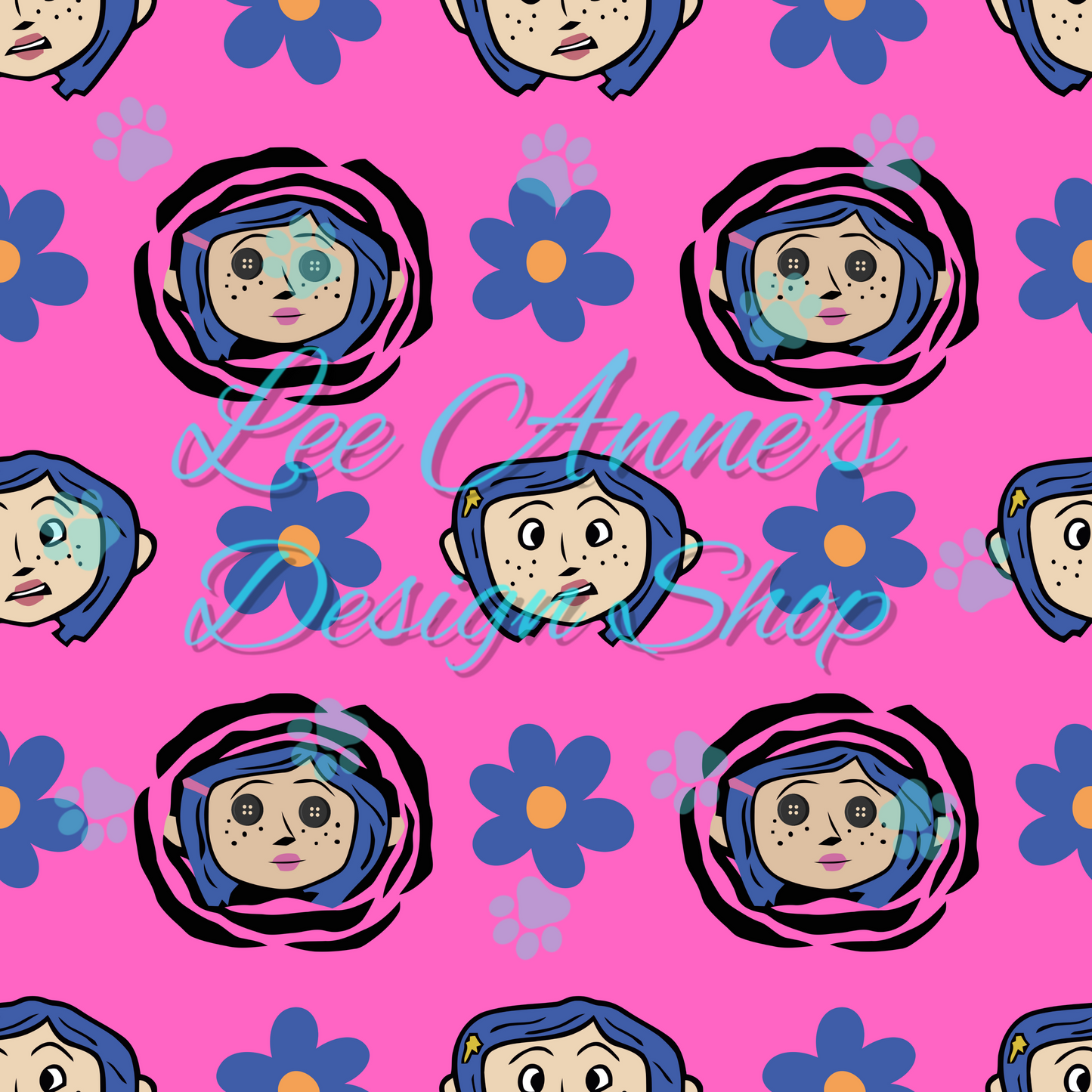 Button eye girl Seamless