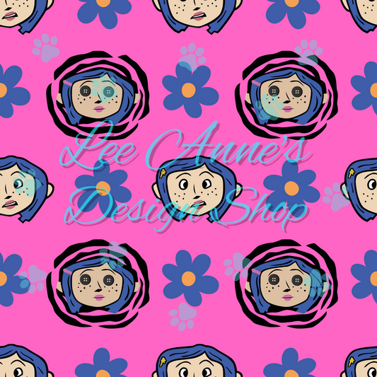 Button eye girl Seamless