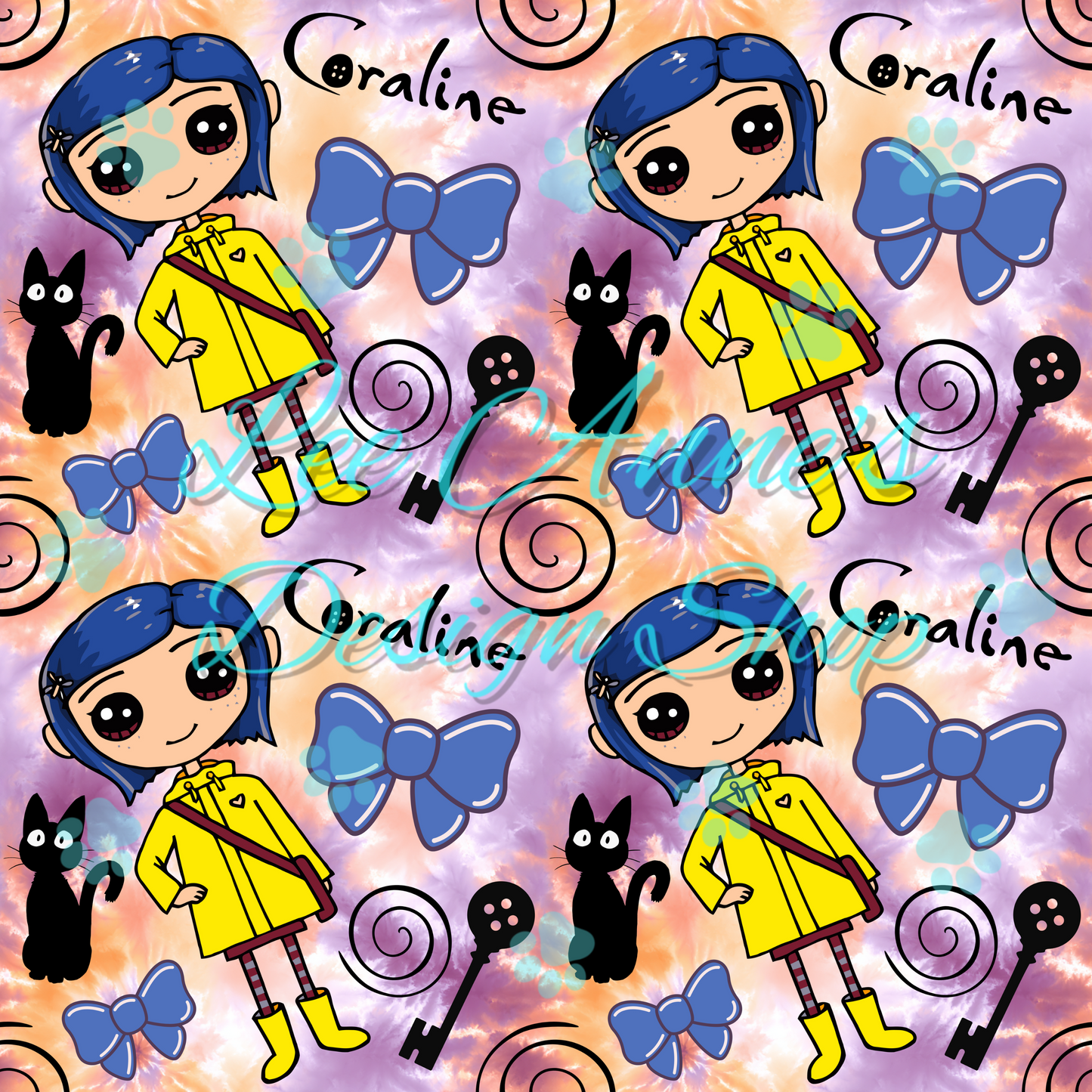 Button eye girl Seamless
