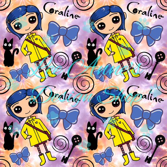 Button eye girl Seamless