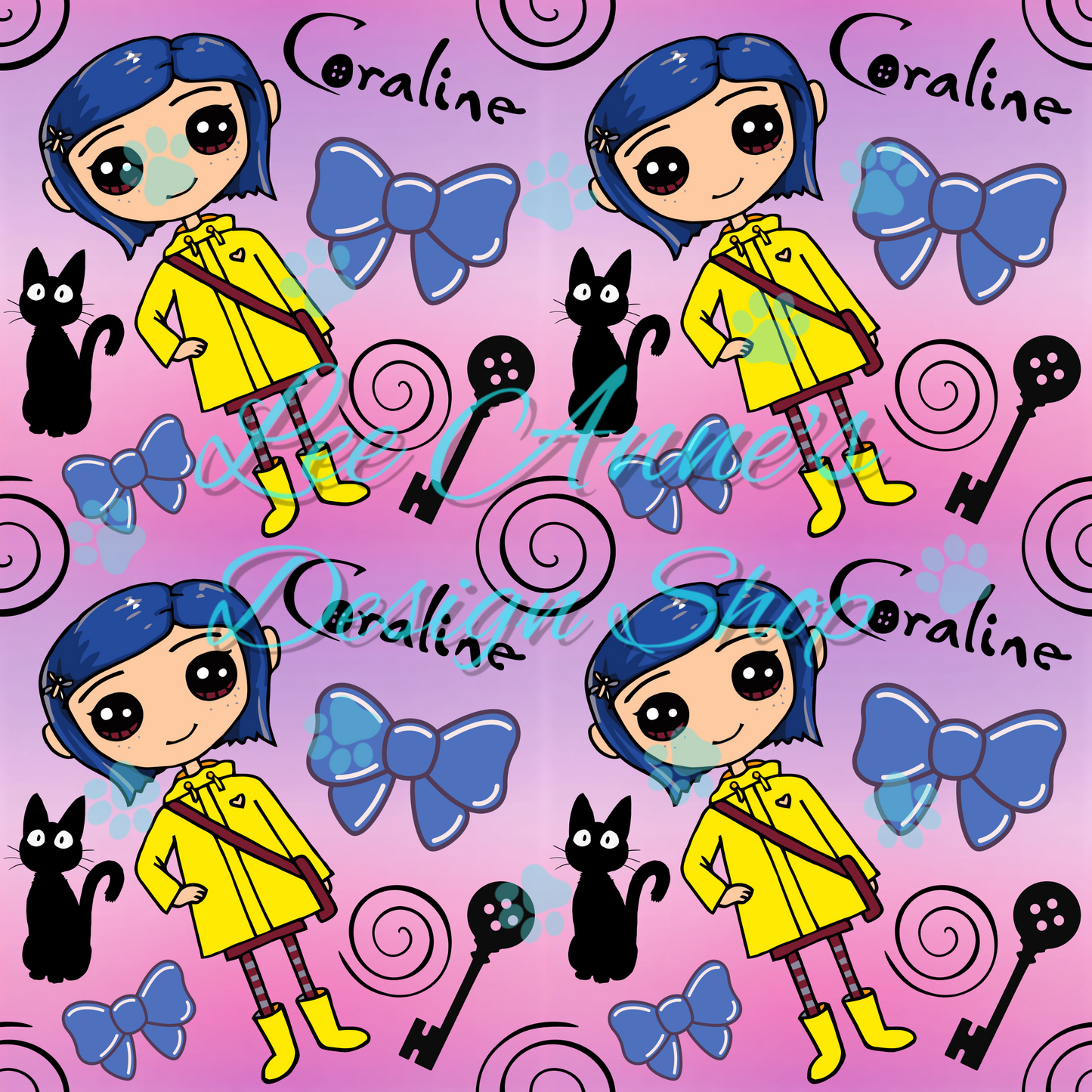 Button eye girl Seamless