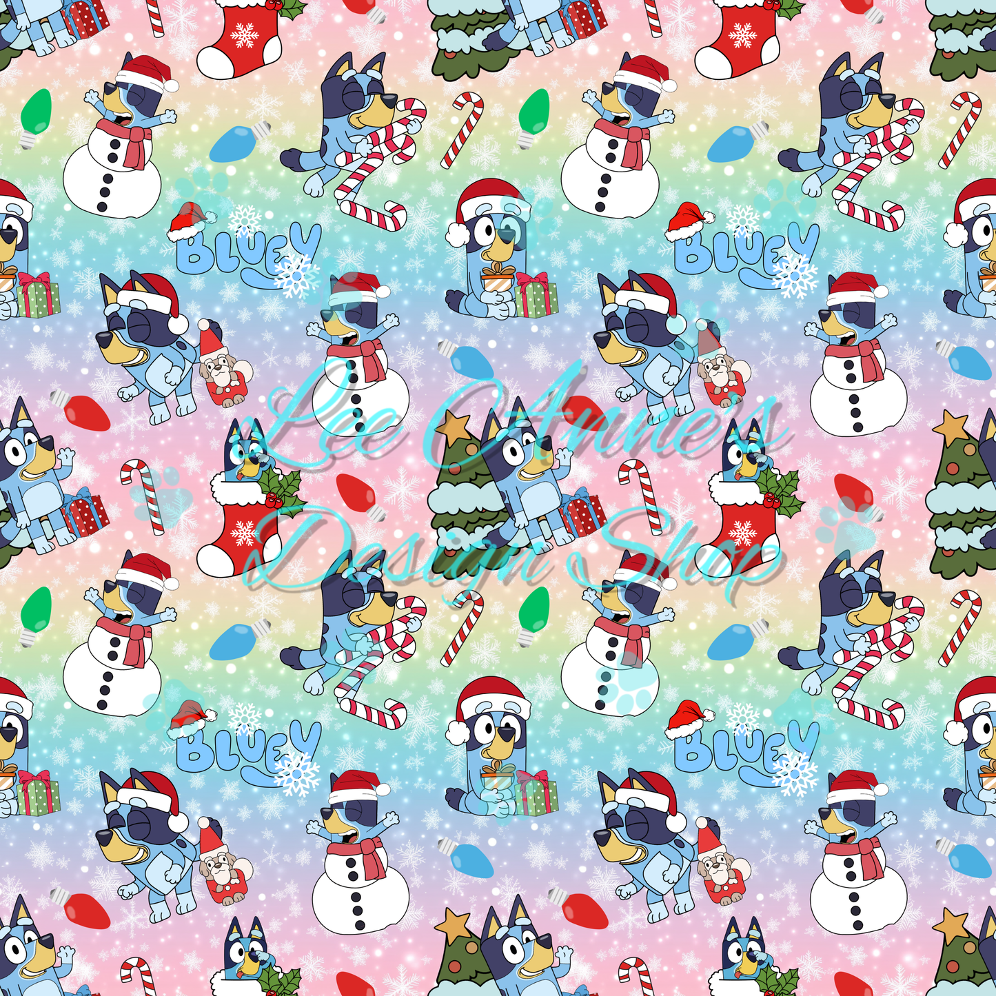 Blue dog Christmas Seamless