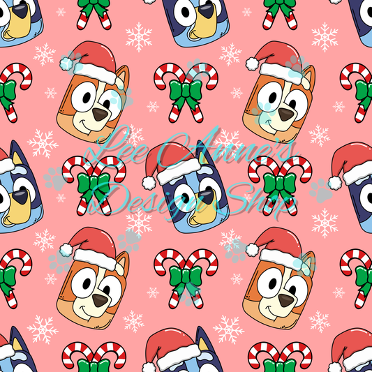 Blue dog Christmas Seamless