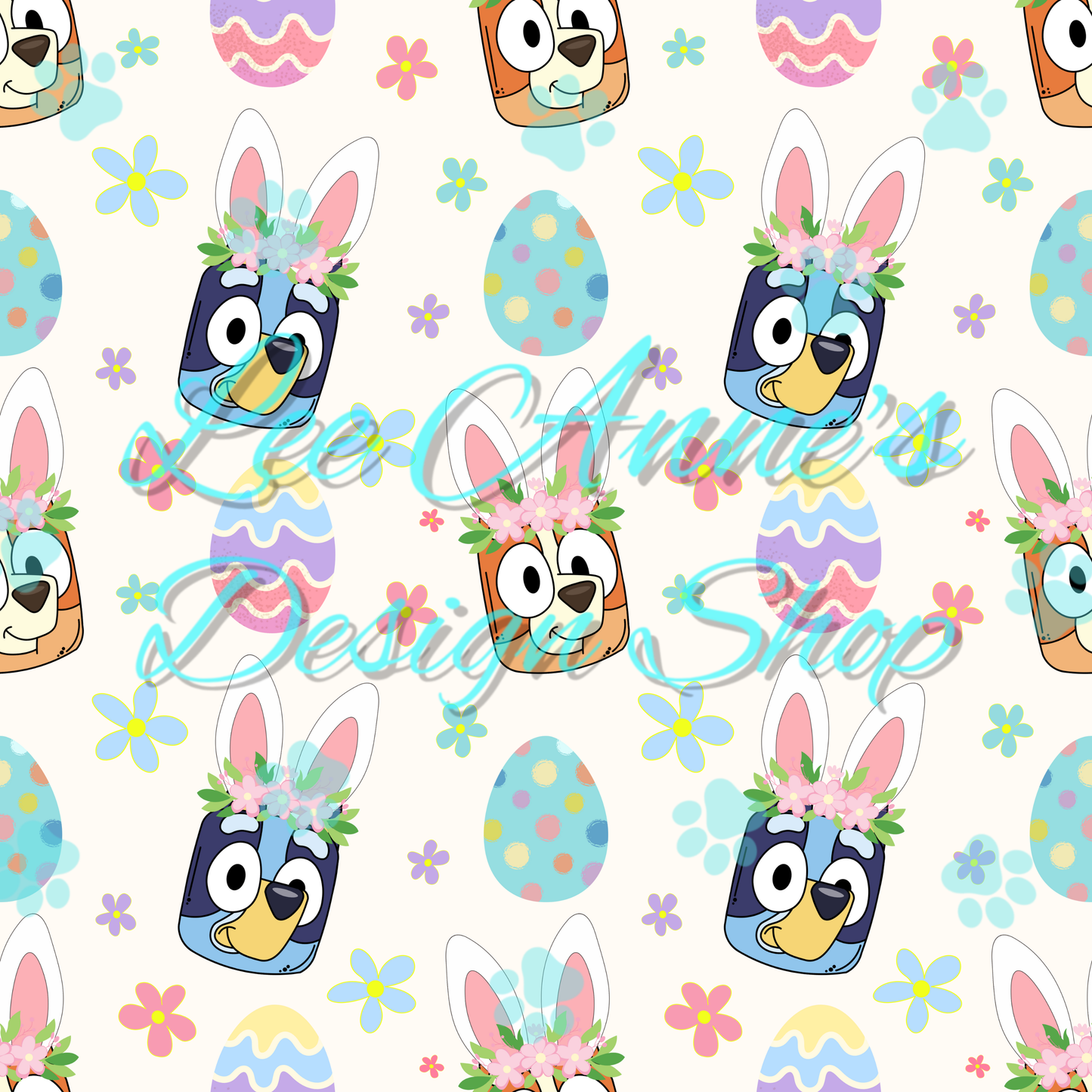 Blue Dog Easter Seamless