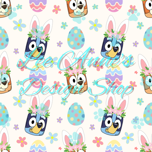 Blue Dog Easter Seamless