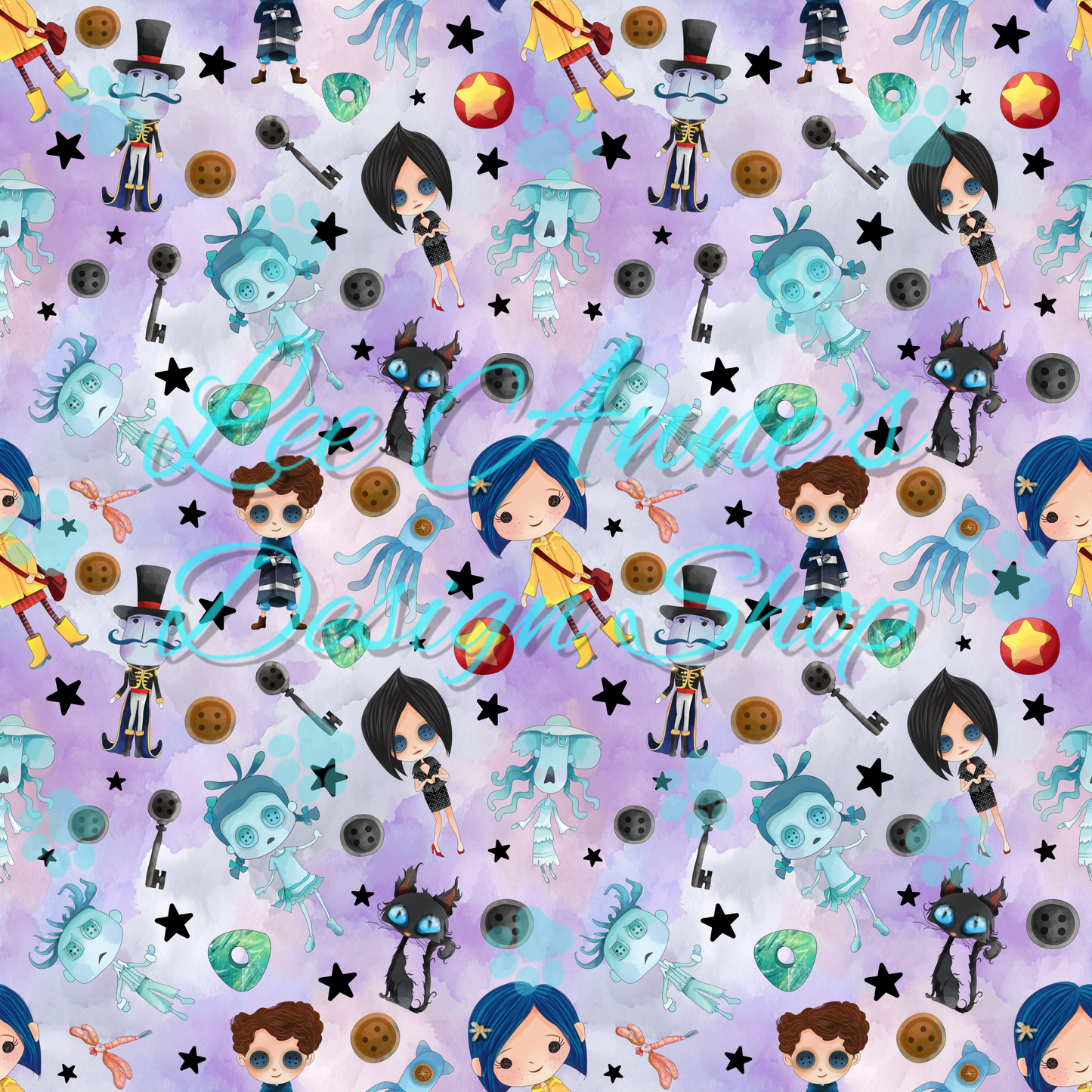 Button eye girl Seamless
