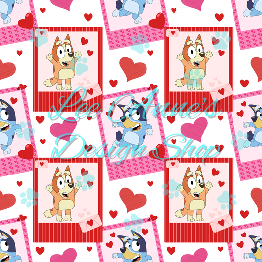 Blue Dog Valentines Seamless