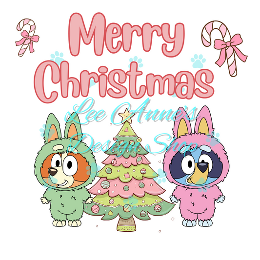 Christmas Blue Dog Monster Mashup Sublimation