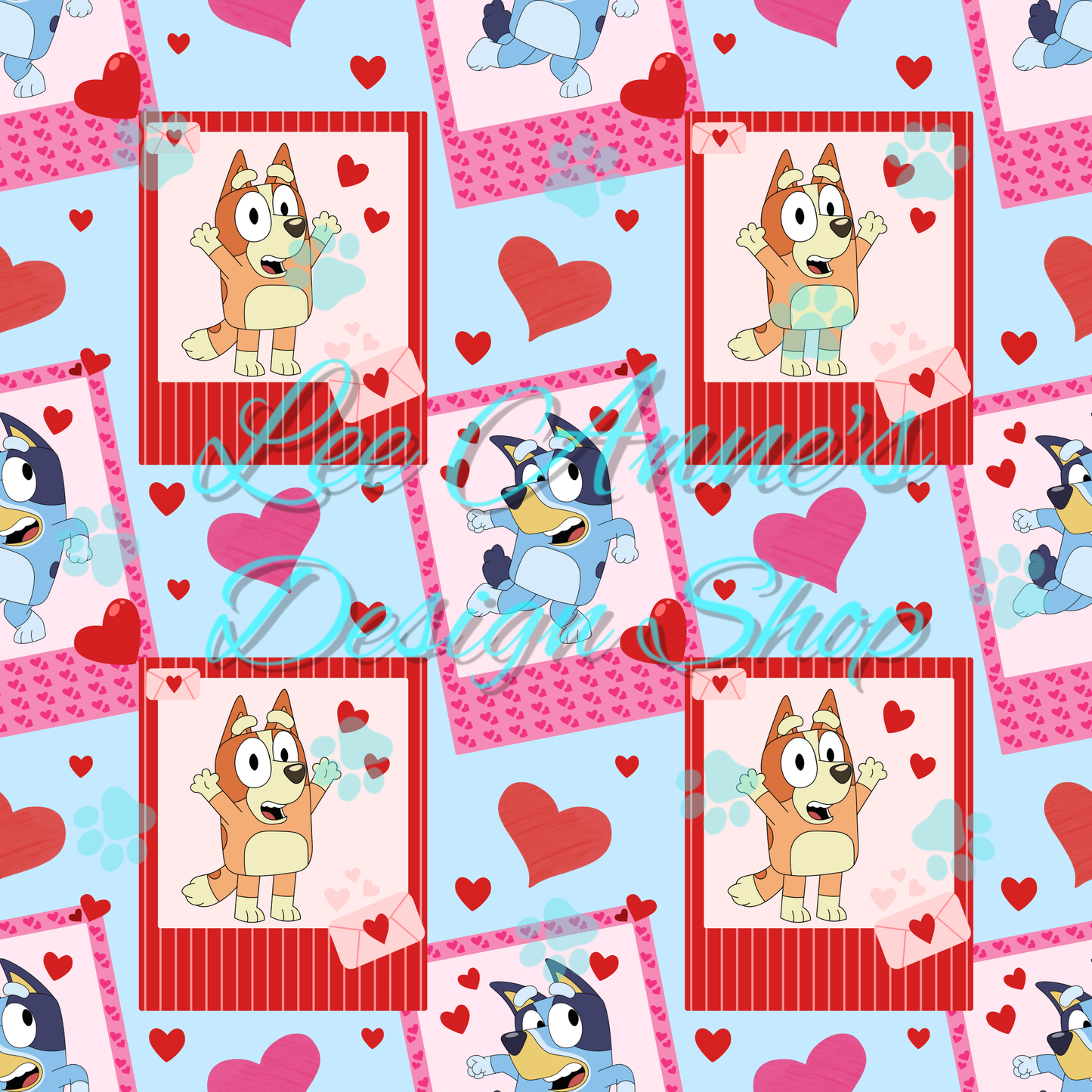 Blue Dog Valentines Seamless