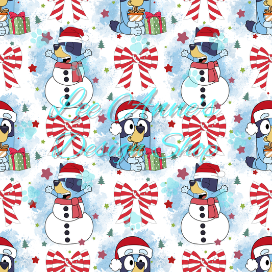 Blue dog Christmas Seamless