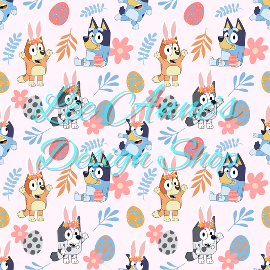 Blue Dog Easter Seamless