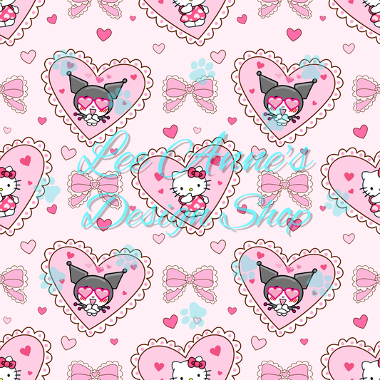 Kitty Friends Valentines Seamless