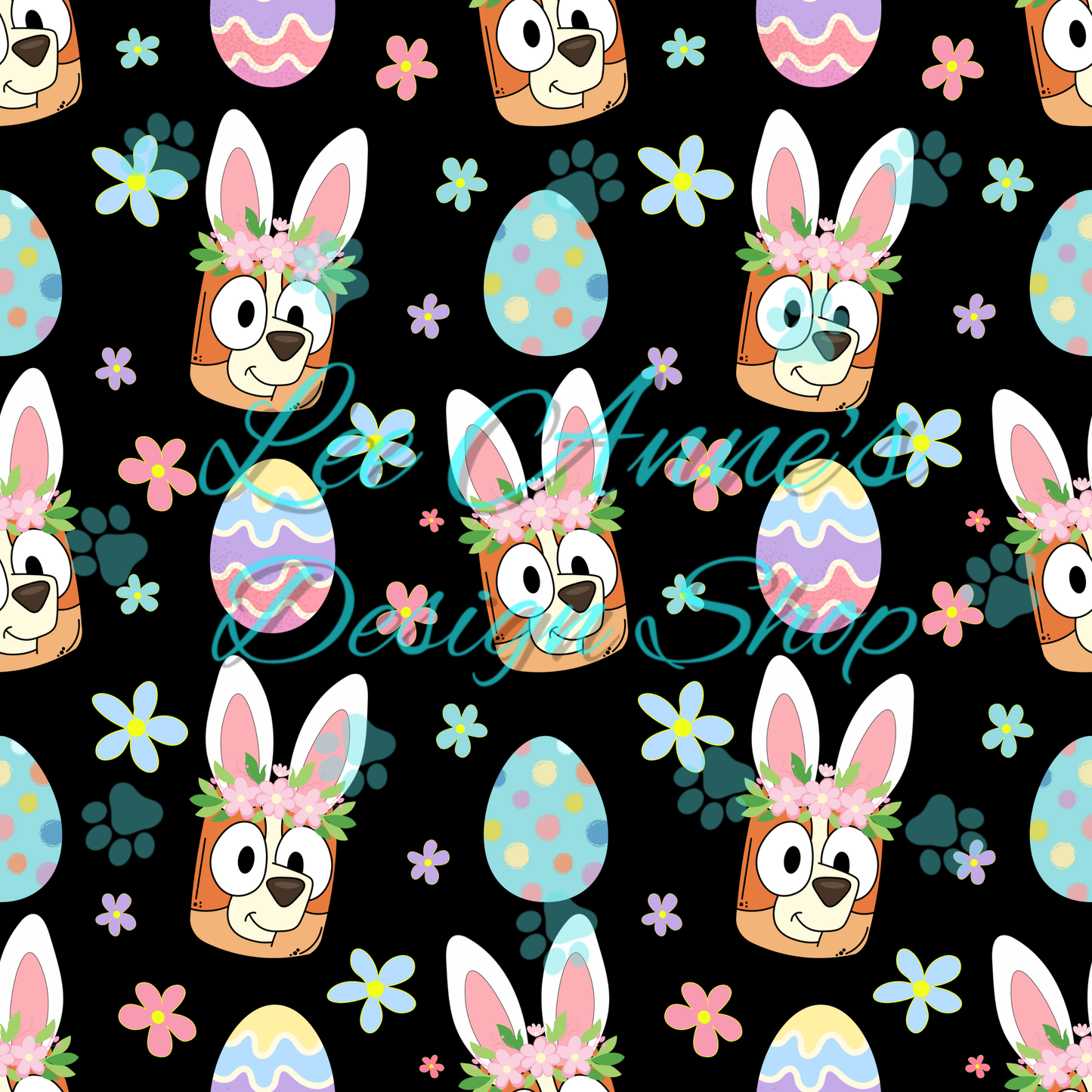 Blue Dog Easter Seamless